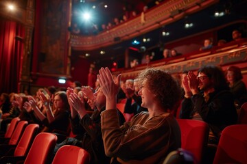 People at a hall clapping hands - obrazy, fototapety, plakaty
