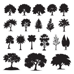 Set of plant and tree silhouette