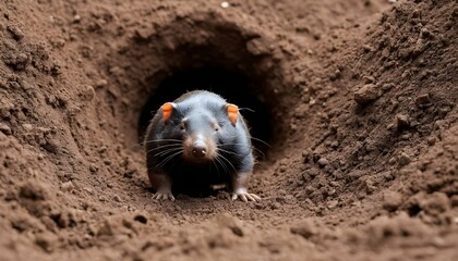 A-Mole-Sculpting-Intricate-Tunnels-In-The-Dirt- - obrazy, fototapety, plakaty