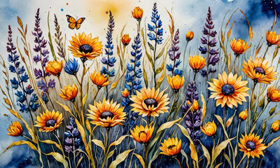 Nature's Palette: A Watercolor Meadow Comes to Life