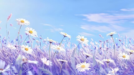 Field of Purple and White Flowers Under Blue Sky