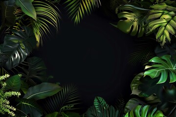 Fototapeta na wymiar Emerald Canopy - Lush Tropical Leaf Frame