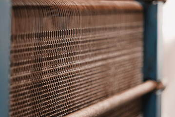 Corrugated Perforated Surface Of The Ship's Engine Room Refrigerator. HVAC Air Handling Unit..
