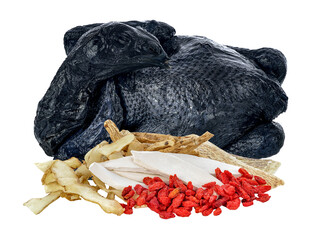 Black chicken with Chinese herbs transparent png