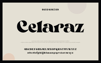 Celaraz Lettering Minimalist Fashion. Elegant alphabet letters serif font and number. Typography fonts regular uppercase, lowercase.