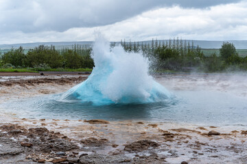 kurz nach dem Ausbruch des Geysir Strokkur v, Golden Circle in Island