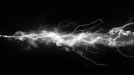 Intense lightning storm creates dynamic contrast against dark backdrop, captivating viewers with its powerful display of nature's force