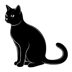Minimalist Cat Silhouette on White Background Perfect for Graphic Design Projects
