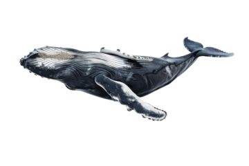humpback whale on isolated transparent background