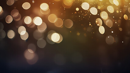 abstract background with colorful and gold particle bokeh . Christmas Golden light shine particles bokeh