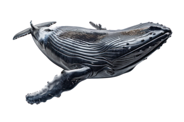 humpback whale on isolated transparent background