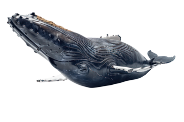 humpback whale on isolated transparent background