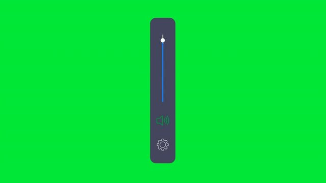 Mobile Volume up down Slider Bar animation Green screen. Sound volume level control on off mute button. speaker Sound setting Control Panel, Playback Music audio scroll slider.