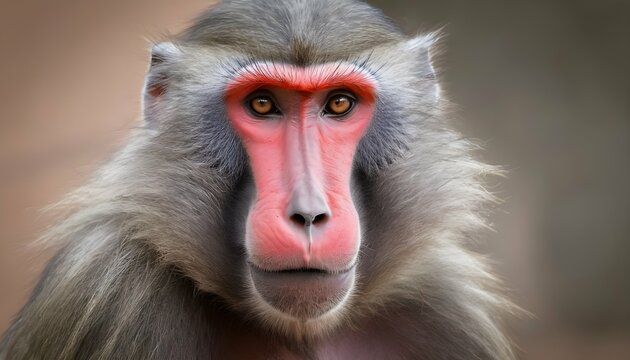 A-Male-Baboon-Displaying-Its-Colorful-Facial-Marki-