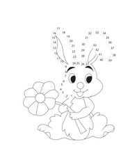 Dot easter coloring page black and white coloring book page
