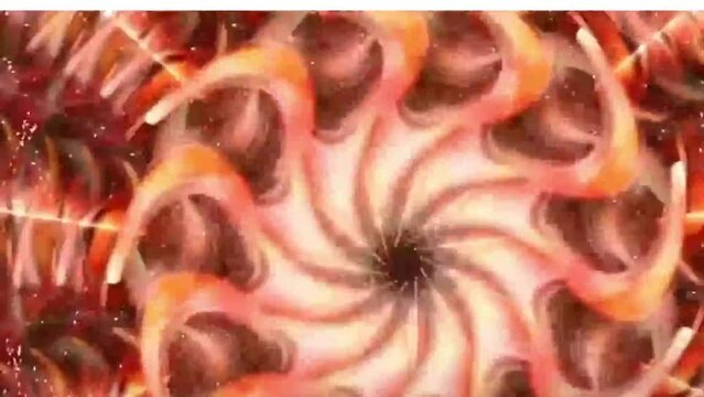 Animation of multicolor mandalas spinning. Abstract background.