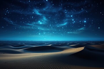 Clear night sky with countless stars shining above a vast desert landscape
