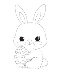 Dot easter coloring page black and white coloring book page