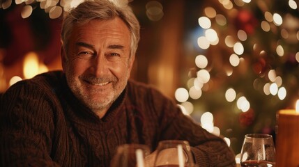 Smiling Man Having A Fun Relaxing Time Drinking A Beer At The Bar xmas time