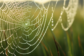 spider web with dew drops.