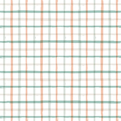 Gingham seamless pattern. Watercolor pastel plaid ornament. Brush stripes tartan texture for shirts, tablecloths, clothes, bedding, blankets. Vector checkered summer girly print