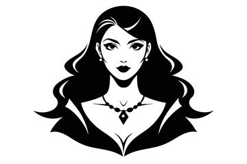 Silhouette image beautiful Luxury graphic  illustration woman outline style white background