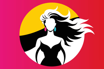 Silhouette image beautiful Luxury graphic  illustration woman outline style white background