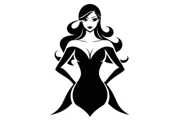 Silhouette image beautiful Luxury graphic  illustration woman outline style white background