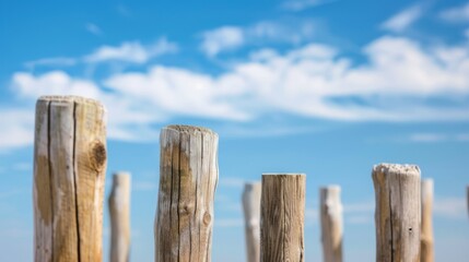 Wooden Posts Against Blue Sky