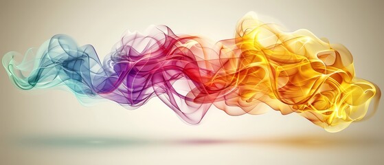   A collection of colored smoke elements against a pristine white backdrop, with a subtle light reflection at the base