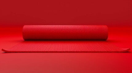 Yoga mat isolated on red