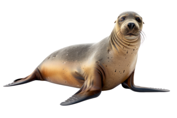 Southern elephant seal on isolated transparent background
