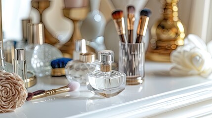 Fototapeta na wymiar exquisite fragrance and cosmetic essentials!