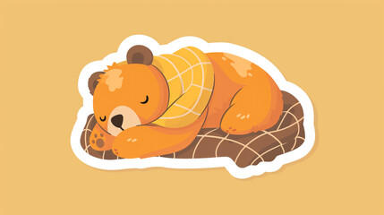 sleepy bear stickers - obrazy, fototapety, plakaty