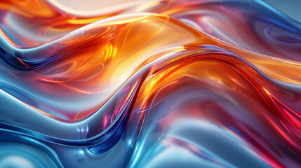 Abstract 3D fluid shapes in light pastel purple, orange and blue colors Background