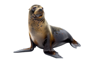 Southern elephant seal on isolated transparent background