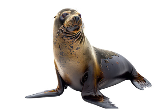 Southern elephant seal on isolated transparent background