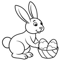 Easter Egg Bunny Adorable Rabbit Vector Illustration