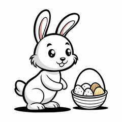 Easter Egg Bunny Adorable Rabbit Vector Illustration