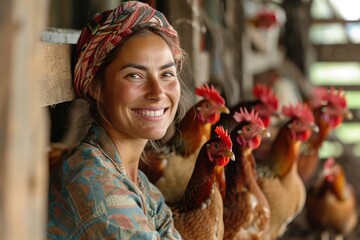 Woman at her chicken farm.