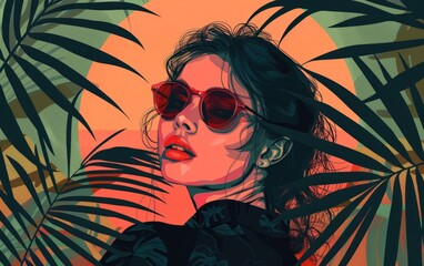 A Women Wearing Sunglass in the Style of Pop Art