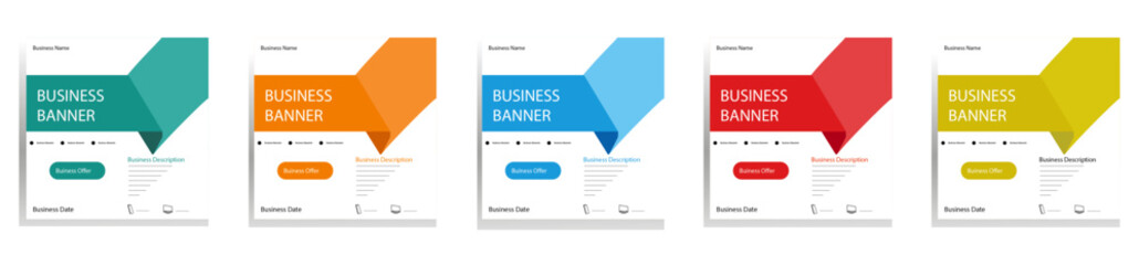 Set of editable square business banner design template. Social media post, web ads and instagram story.