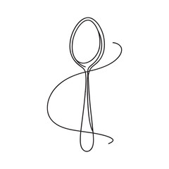 spoon in one line. Vector graphics. one line drawing of a spoon