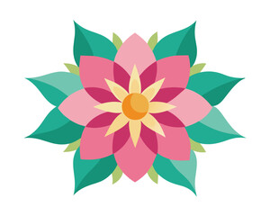 Flower with leaves icon on top view vector illustration