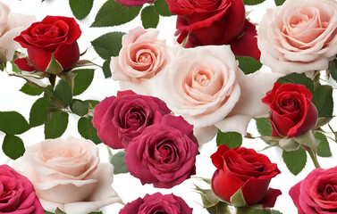 Fototapeta premium Colorful fresh roses or multicolored roses background A beautiful bouquet of roses for valentines 