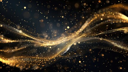 Abstract technology background with glowing lines and particles,Golden glittering particles background,abstract background with magic glittering stars and bokeh effect
