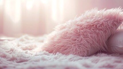 Use Pillow to craft a visually stunning image with pink Fuzz tones, selective focus, and designated copy space attractive look