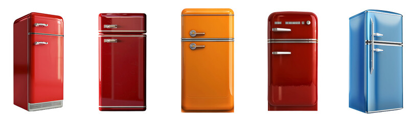 Colorful retro-style refrigerators that add a chic vintage touch to any kitchen cut out on...