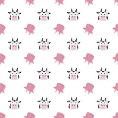 seamless pattern with animal cows 