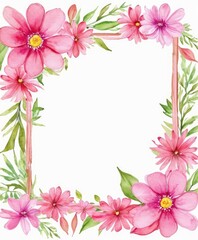 Embrace elegance with our watercolor pink floral frame mockup. Soft petals form a delicate border, perfect for showcasing your content